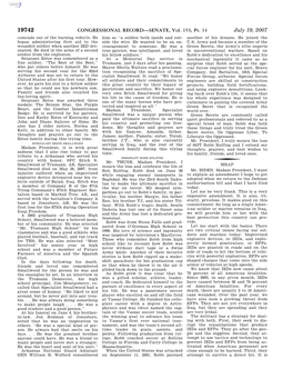 CONGRESSIONAL RECORD—SENATE, Vol. 153, Pt. 14 July 19, 2007 Comrade out of the Burning Vehicle