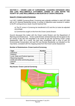 Section 9 – Crown Land at Currarong, Culburra Expansion Area