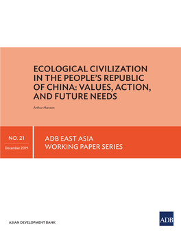 Ecological Civilization in the People's Republic of China: Values, Action, and Future Needs (EAWP No
