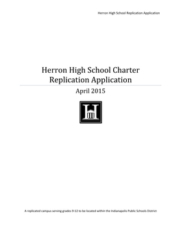 Herron High School Charter Replication Application April 2015