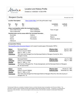 Location and History Profile Sturgeon County