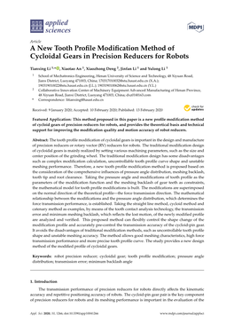 A New Tooth Profile Modification Method of Cycloidal Gears In