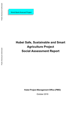 Hubei Safe, Sustainable and Smart Agriculture Project Social Assessment Report