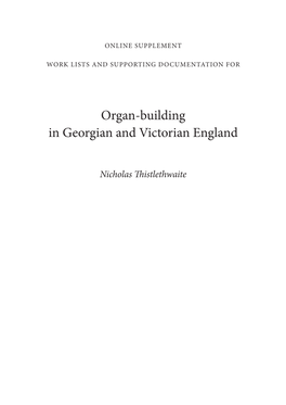 Organ-Building in Georgian and Victorian England