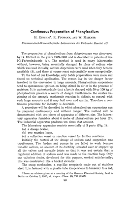 Continuous Preparation of Phenylsodium