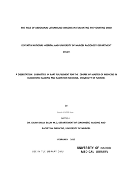 The Role of Abdominal Ultrasound Imaging in Evaluating the Vomiting Child