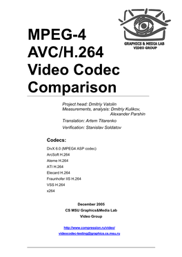 MPEG-4 AVC/H.264 Video Codec Comparison