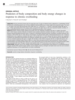 Predictors of Body Composition and Body Energy Changes in Response to Chronic Overfeeding