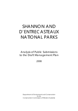 Shannon and D'entrecasteaux National Parks: Analysis of Public