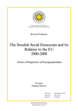 The Swedish Social Democrats and Its Relation to the EU 2000-2008