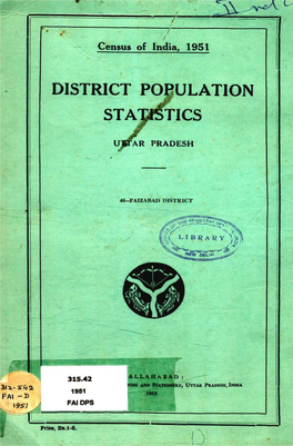 District Population Statistics, 46-Faizabad, Uttar Pradesh