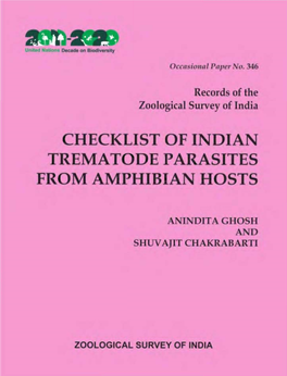 Checklist of Indian Trematode Parasites from Amphibian Hosts