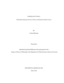 Why States Outsource the Use of Force to Domestic Nonstate Actors