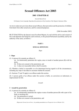 Sexual Offences Act 2003 Page 1