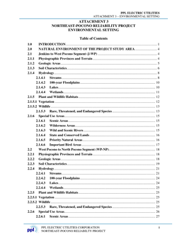 Attachment 3 Northeast-Pocono Reliability Project Environmental Setting