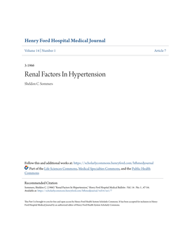 Renal Factors in Hypertension Sheldon C