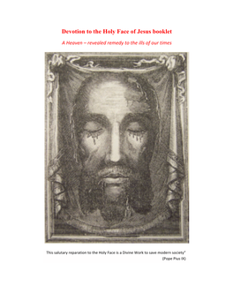 Devotion to the Holy Face of Jesus Booklet