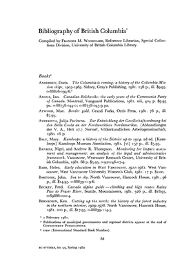 Bibliography of British Columbia1