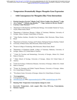Temperature Dramatically Shapes Mosquito Gene Expression With