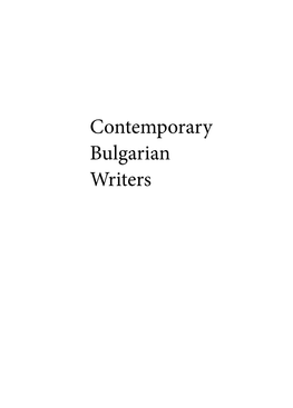 Contemporary Bulgarian Writers