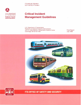 Critical Incident Management Guidelines Final Report 1998