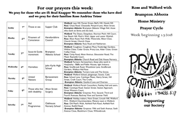 For Our Prayers This Week