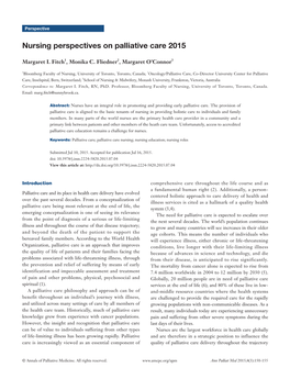 Nursing Perspectives on Palliative Care 2015