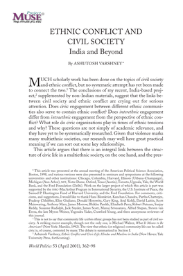 ETHNIC CONFLICT and CIVIL SOCIETY India and Beyond