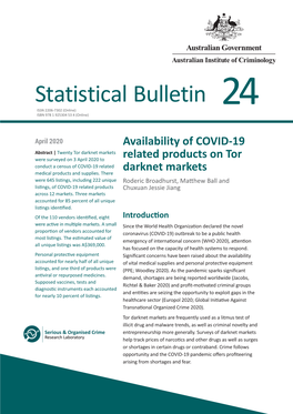 Availability of COVID-19 Related Products on Tor Darknet Markets