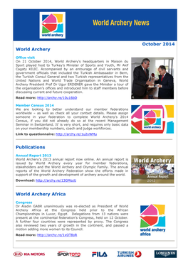 October 2014 World Archery Publications World Archery Africa