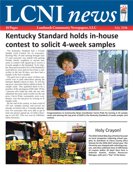 Kentucky Standard Holds In-House Contest to Solicit 4-Week Samples the Kentucky Standard Had a 4-Week Sample Card Contest for Its Associates