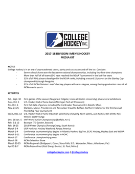 2017-18 Division I Men's Hockey Media