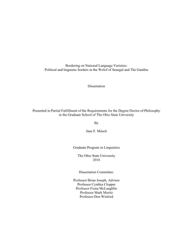 Political and Linguistic Borders in the Wolof of Senegal and the Gambia