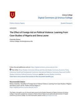 The Effect of Foreign Aid on Political Violence: Learning from Case Studies of Nigeria and Sierra Leone