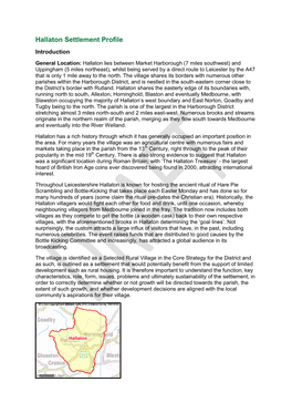 Hallaton Settlement Profile Introduction