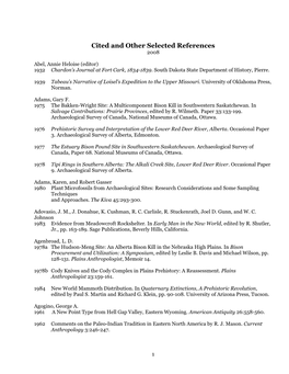 Cited and Selected Other References