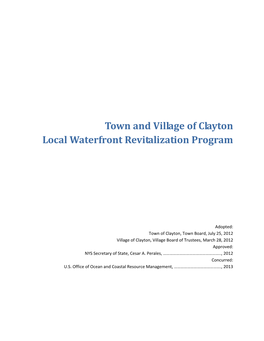 Town and Village of Clayton Local Waterfront Revitalization Program