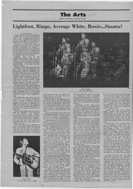 The Arts Page 8, the Retriever, December'9, 1974 Lightfoot, Ringo, Average White, Bowie