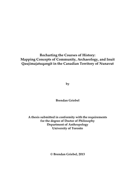 Mapping Concepts of Community, Archaeology, and Inuit Qaujimajatuqangit in the Canadian Territory of Nunavut