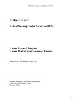 Evidence Report: Risk of Decompression Sickness (DCS)