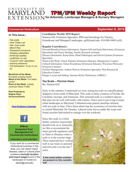 TPM/IPM Weekly Report for Arborists, Landscape Managers & Nursery Managers