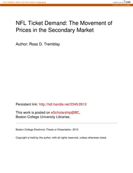 NFL Ticket Demand: the Movement of Prices in the Secondary Market