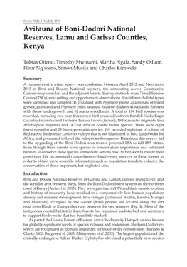 Avifauna of Boni-Dodori National Reserves, Lamu and Garissa Counties, Kenya