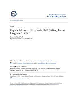 Captain Medorem Crawford's 1862 Military Escort Emigration Report