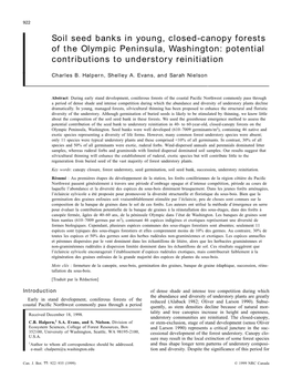 Soil Seed Banks in Young, Closed-Canopy Forests of the Olympic Peninsula, Washington: Potential Contributions to Understory Reinitiation