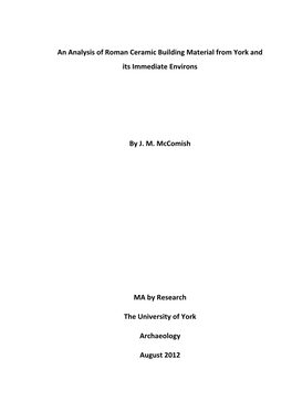 An Analysis of Roman Ceramic Building Material from York and Its Immediate Environs