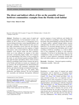 The Direct and Indirect Effects of Fire on the Assembly of Insect Herbivore