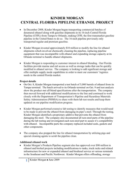 Kinder Morgan Central Florida Pipeline Ethanol Project