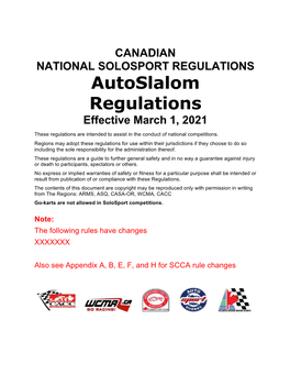 2021 Canadian Autoslalom Regulations