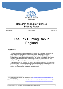 The Fox Hunting Ban in England